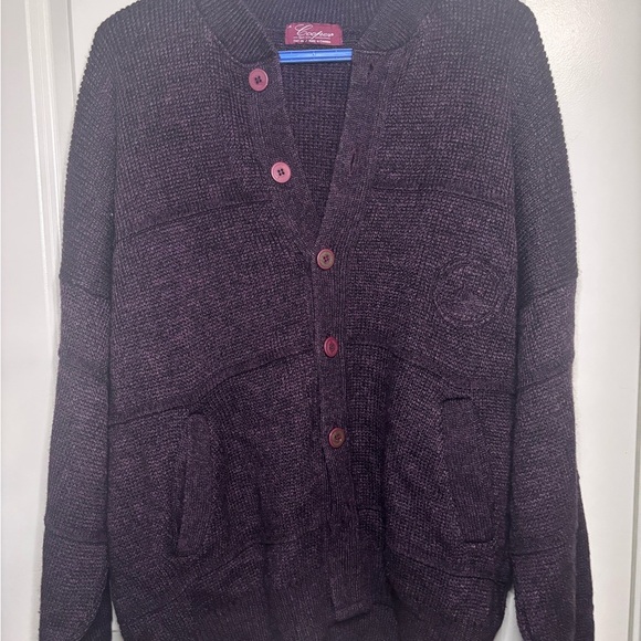 Vintage Cooper made in Canada Men's burgundy button front cardigan - Picture 1 of 5